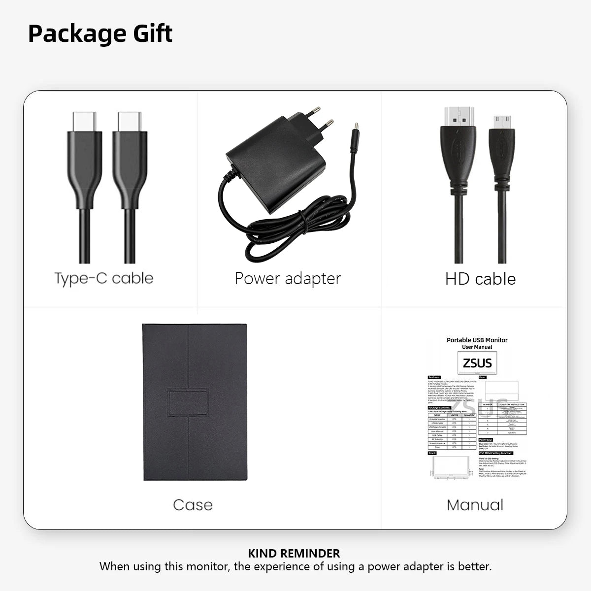 ZSUS 3840*2160 13-inch 4K Portable Monitor 60HZ For Laptop