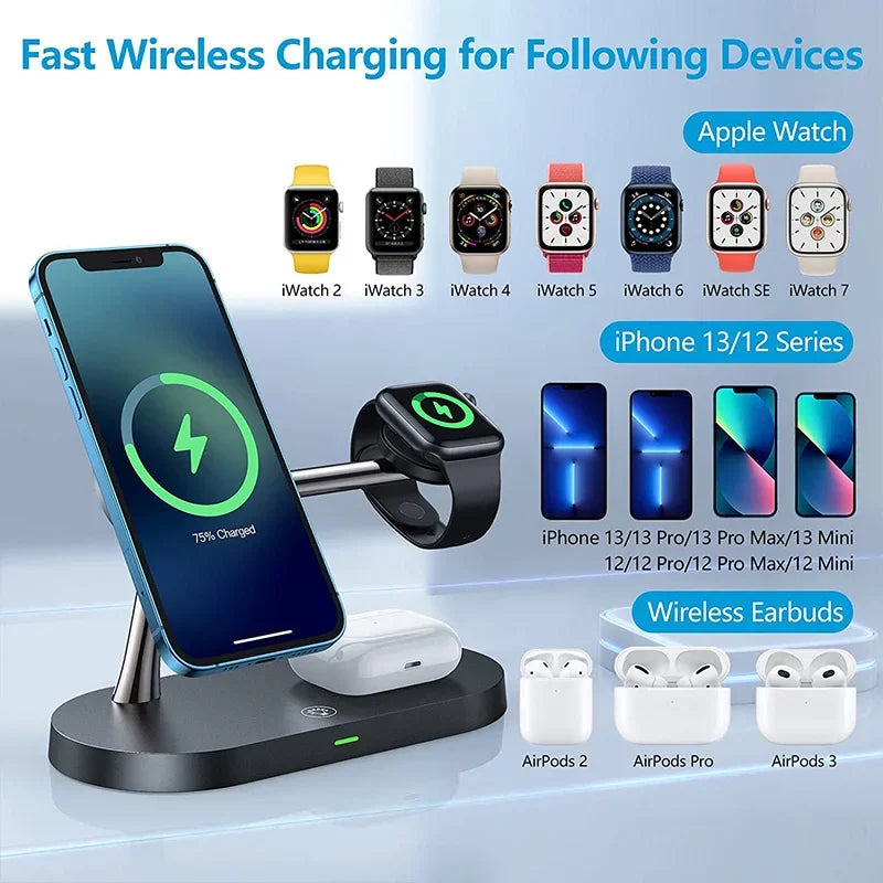 3 in 1 Wireless Charger Stand For iPhone 12 13 14 15 16 Fast Charging Station